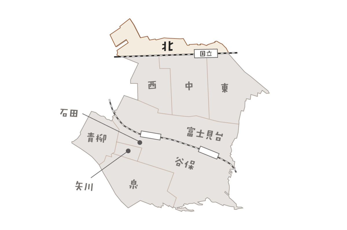 北地区の位置がわかるマップです。