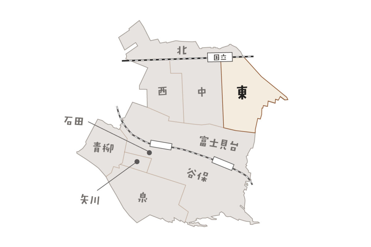 東地区の位置がわかるマップです。